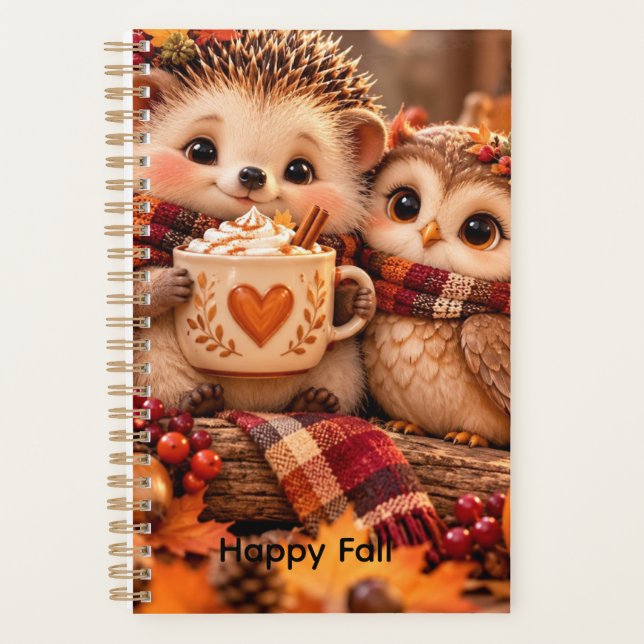 Cute Hedgehog & Owl Fall Planner Editable (Front)