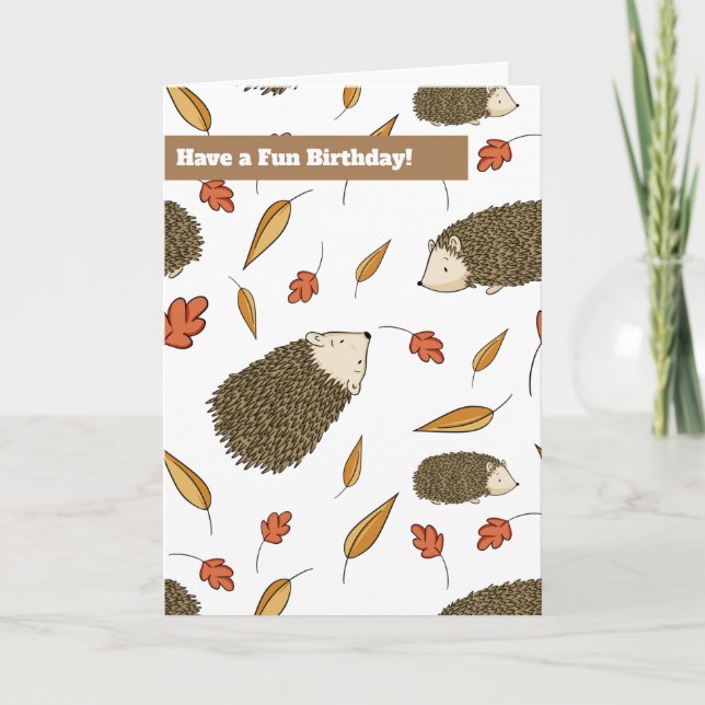 Cute Hedgehog Personalised Birthday  Card (Front)
