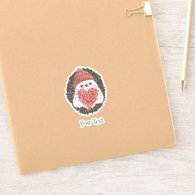 Cute Hedgehog Pink Heart Text (Notebook)