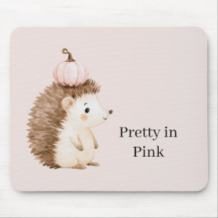 Cute Hedgehog Pink Pumpkin Mouse Pad