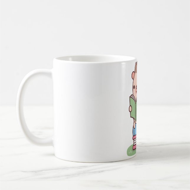 Cute Hedgehog Reading A Book Coffee Mug (Left)