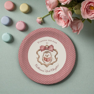 Cute Hedgehog Reading Book Baby Shower Paper Plate