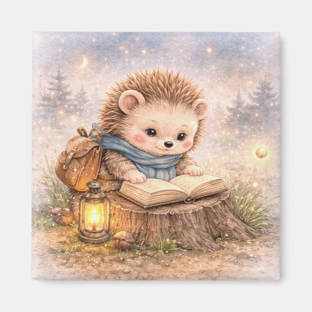 Cute Hedgehog Reading Fridge Magnet (Front)