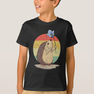 Cute Hedgehog Retro Flower Sunset Autumn Animal T-Shirt