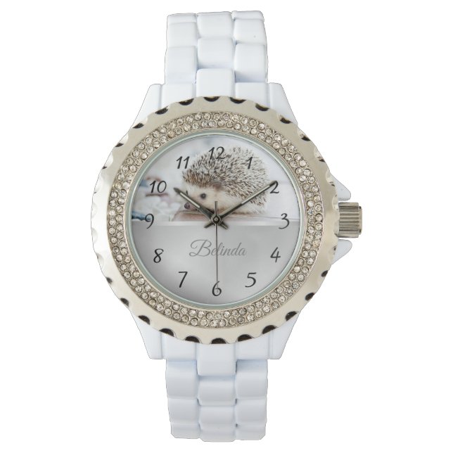 Cute Hedgehog | Silver Foil Monogram Watch (Front)