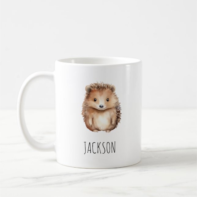 Cute Hedgehog! Simple monogram Coffee Mug (Left)