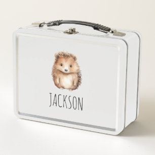 Cute Hedgehog! Simple monogrammed  Metal Lunch Box