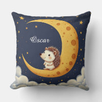 Cute Hedgehog Sitting On A Crescent Moon