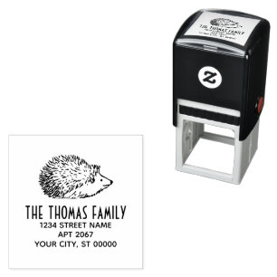 Cute Hedgehog Square Name Return Address Self-inking Stamp