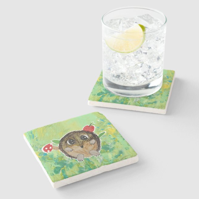 Cute Hedgehog Stone Coaster (Side)