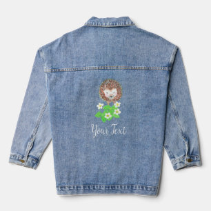 Cute Hedgehog & Strawberry Flowers Personalised Denim Jacket