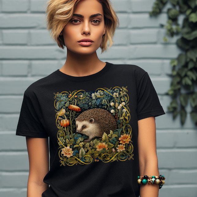 Cute Hedgehog Tapestry William Morris Style T-Shirt (Creator Uploaded)