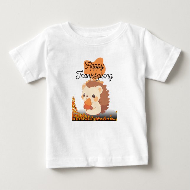 Cute Hedgehog Thanksgiving Tee Baby (Front)