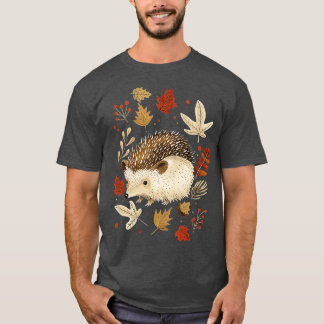 Cute Hedgehog Throws Fall Leaves T-Shirt