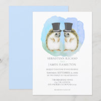 Cute Hedgehog Two Grooms Gay Couple Wedding