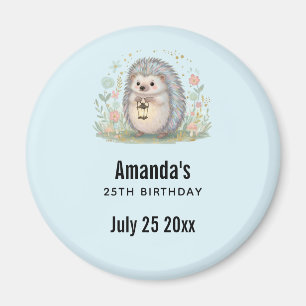 Cute Hedgehog with Lantern Birthday Party Date Magnet