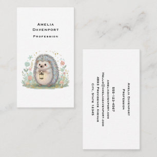 Cute Hedgehog with Lantern Business Card
