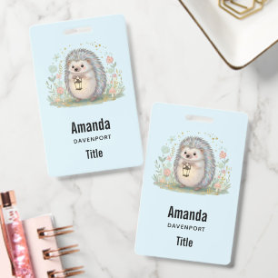 Cute Hedgehog with Lantern Business ID Badge