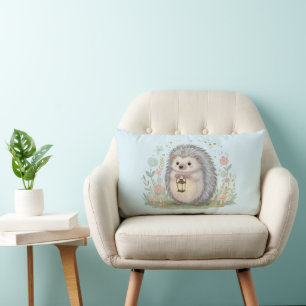 Cute Hedgehog with Lantern Lumbar Cushion