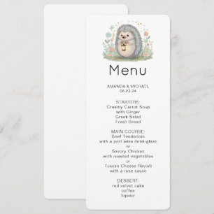 Cute Hedgehog with Lantern Menu Invitation