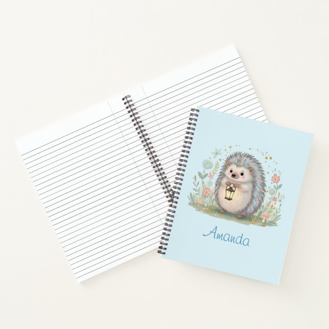 Cute Hedgehog with Lantern Notebook (Inside)