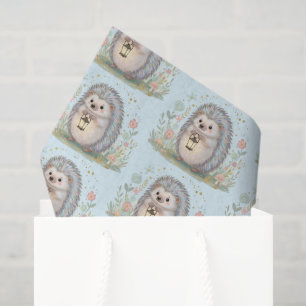 Cute Hedgehog with Lantern Pattern Tissue Paper