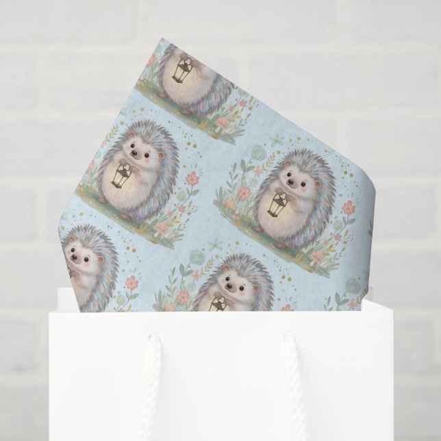  Cute Hedgehog with Lantern Pattern Tissue Paper (Gift Bag)