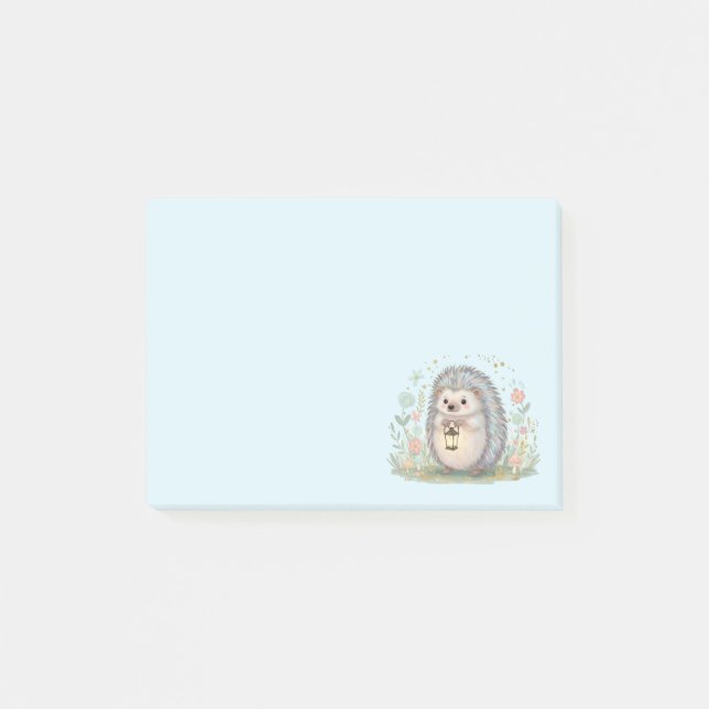 Cute Hedgehog with Lantern Post-it Notes (Front)