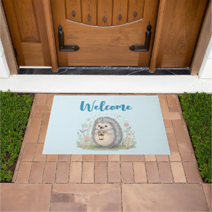 Cute Hedgehog with Lantern Welcome Doormat