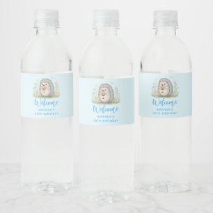 Cute Hedgehog with Lantern Welcome Water Bottle Label