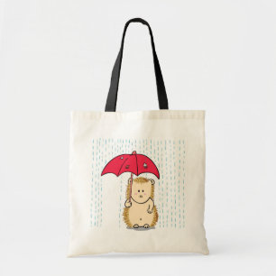 Cute hedgehog with torn umbrella tote bag