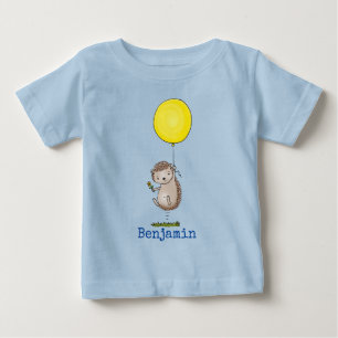 Cute hedgehog with yellow balloon illustration baby T-Shirt