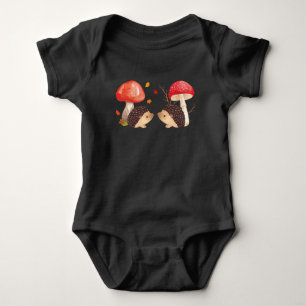 Cute Hedgehogs and Mushrooms Baby Bodysuit