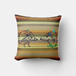 Cute Hedgehogs Fall Art Photography Cushion