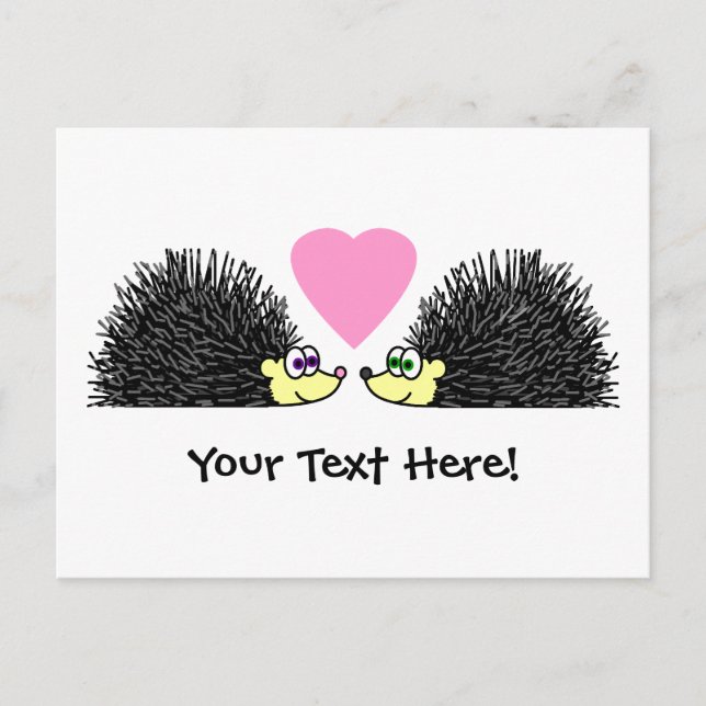 Cute Hedgehogs In Love Postcard (Front)