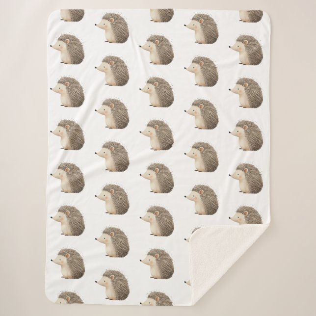 Cute Hedgehogs Sherpa Blanket (Front)