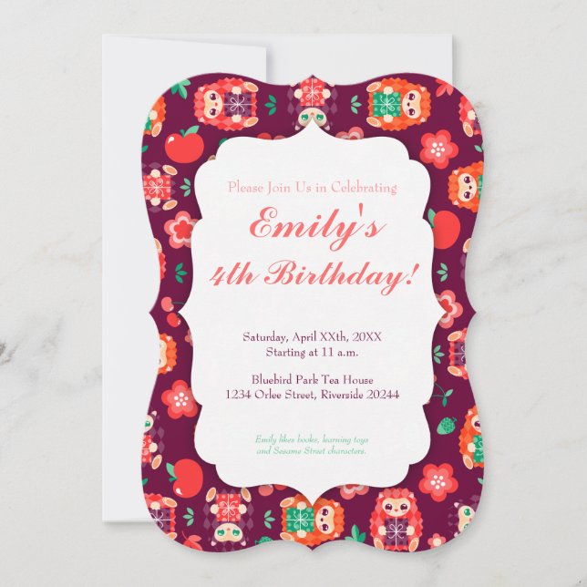 Cute Hedgie with Gift - Custom Birthday Invitation (Front)
