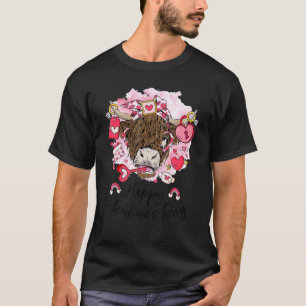 Cute Heifer Highland Cow Western Valentines Day He T-Shirt