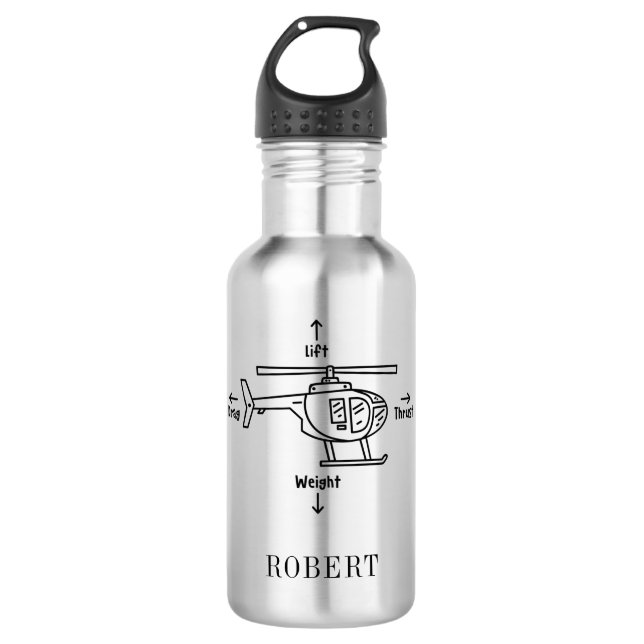Cute Helicopter Four Forces Illustration Custom 532 Ml Water Bottle (Front)