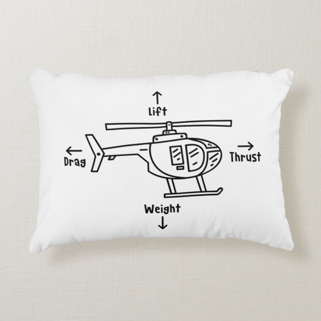 Cute Helicopter Four Forces Illustration Decorative Cushion (Front)