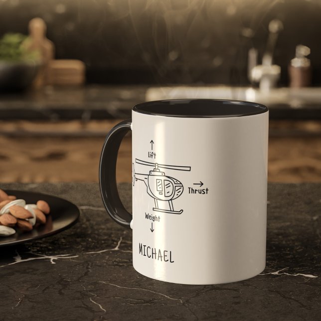 Cute Helicopter Illustration Personalized Coffee M Mug (Creator Uploaded)