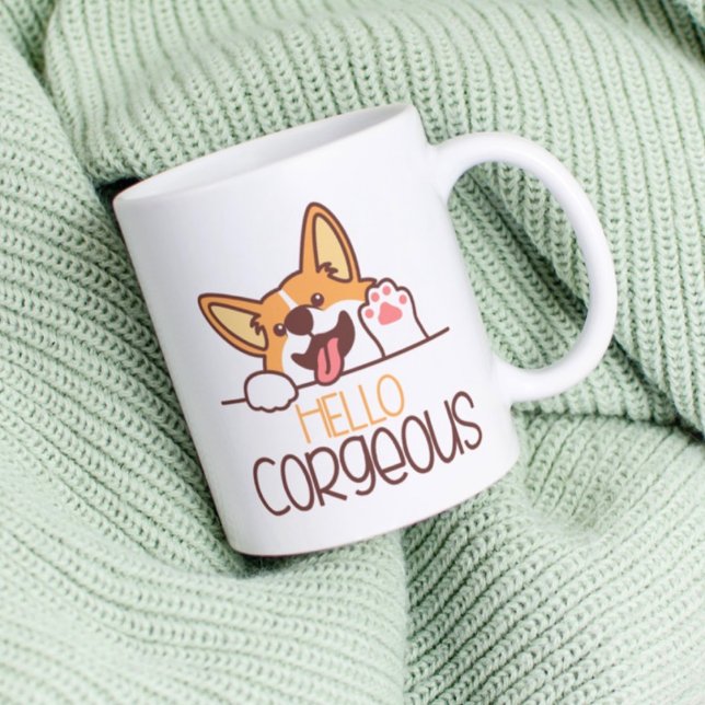 Cute Hello Corgi Dog Coffee Mug (Creator Uploaded)