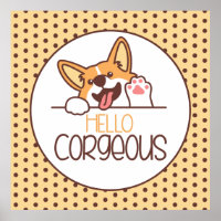 Cute Hello Corgi Dog