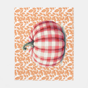 Cute hello fall plaid pumpkin fleece blanket