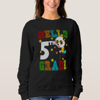 Cute Hello Fifth Grade Teacher Student Panda Back  Sweatshirt