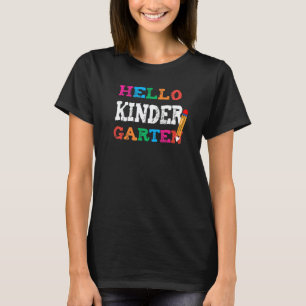 Cute Hello First Day Of Kindergarten Teacher Back T-Shirt