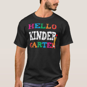 Cute Hello First Day Of Kindergarten Teacher Back T-Shirt