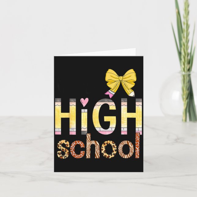 Cute Hello High School Animal Print Teacher Back T Card (Front)