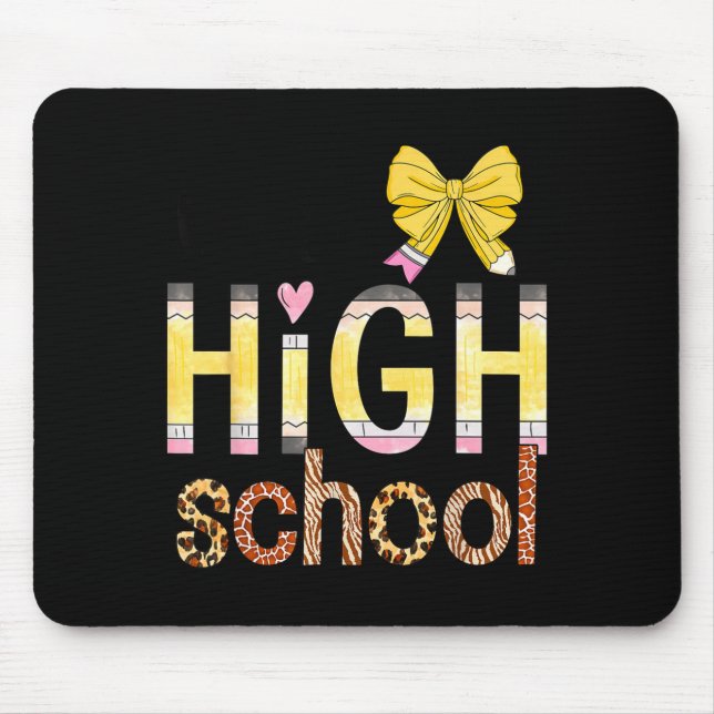 Cute Hello High School Animal Print Teacher Back T Mouse Pad (Front)