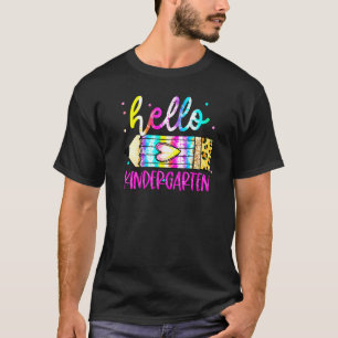 Cute Hello Kindergarten Leopard Tie Dye Pencil Tea T-Shirt